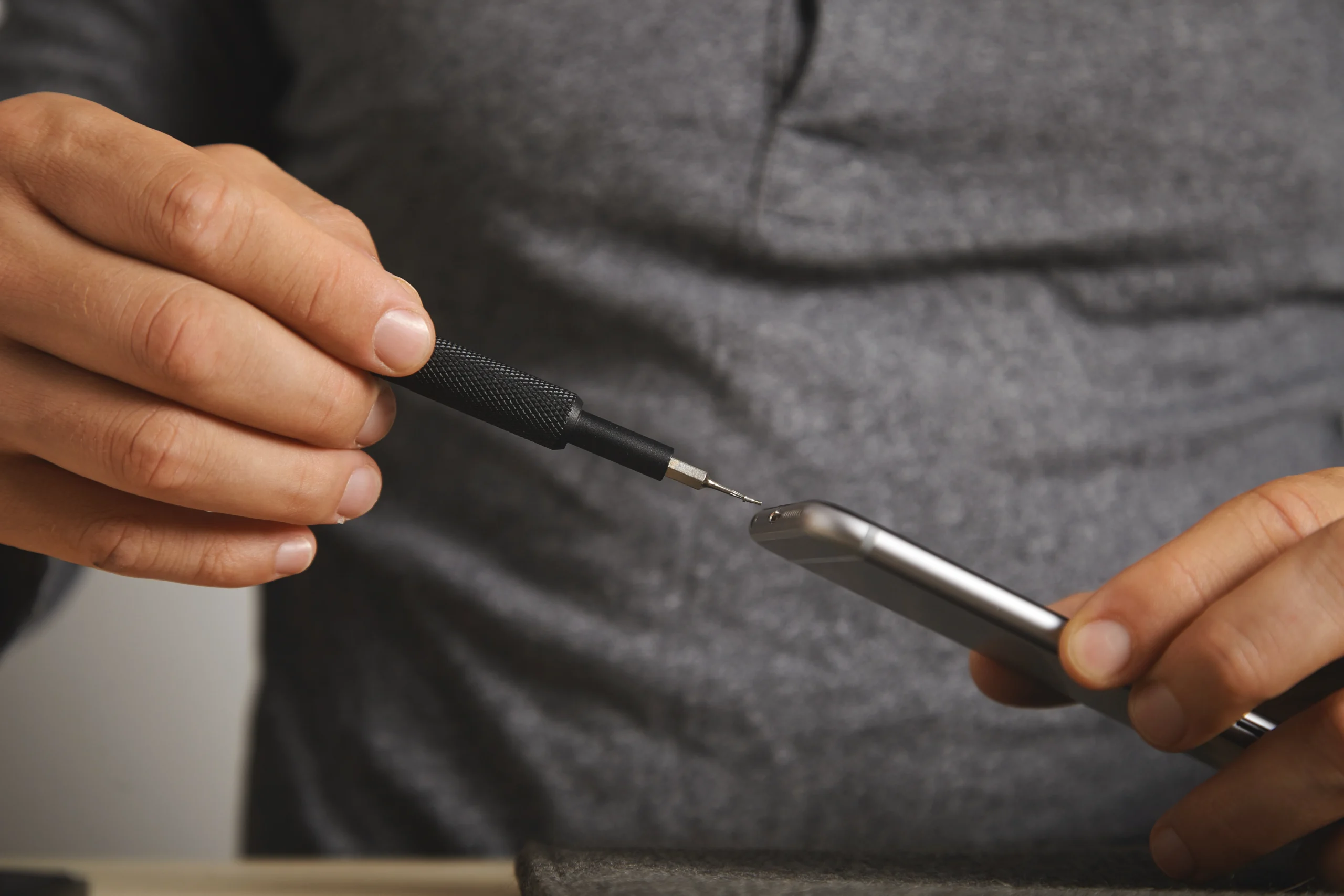 A black phone charger