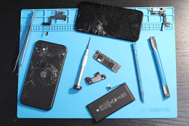 A smartphone covered in water drops